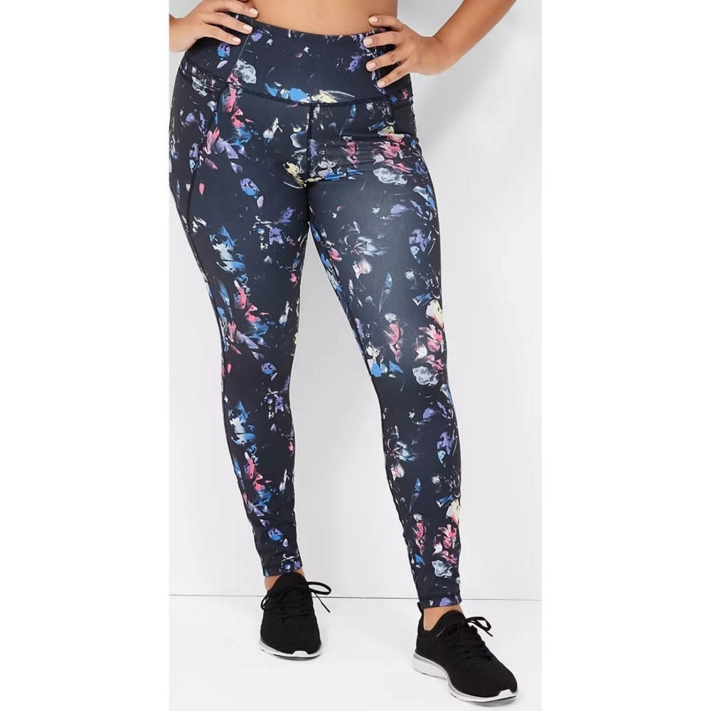 Livi High Rise Soft 7/8 Leggings Multi Splatter On Navy Size 14/16